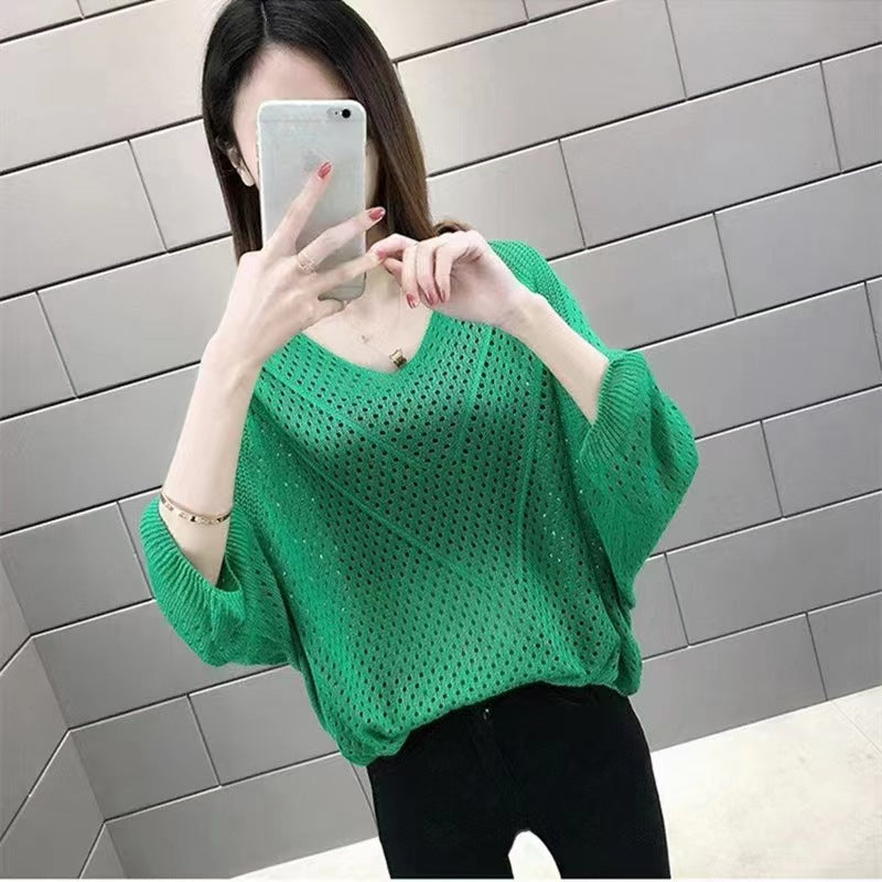 Women's Summer Thin Batwing Sleeve T-shirt Overall Clothing