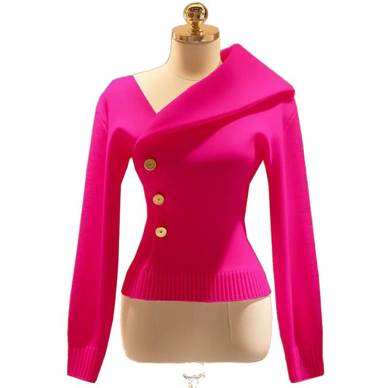 Fashion Autumn Elegant Lapel Slim Fit Tops