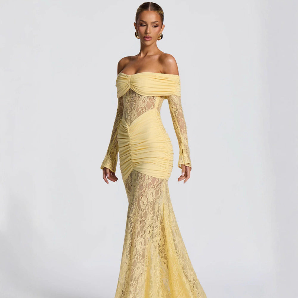 Sexy Cutout Long-sleeved Fishtail Long Dress Dresses