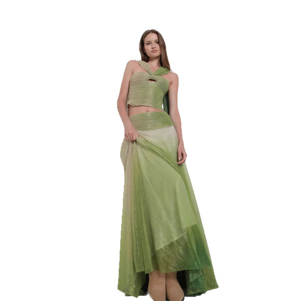 Sexy Halter Hollow Ribbon Exposed Navel Suits