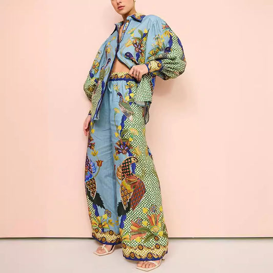 Women's Fashion Personalized Printed Puff Sleeve Holiday Lace Suits