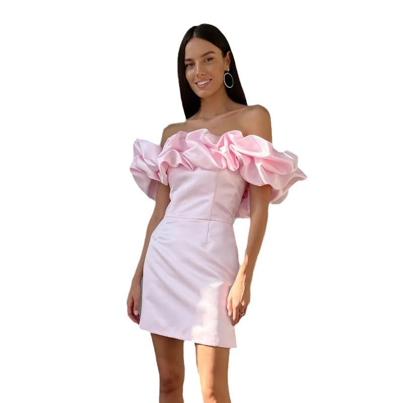 Pure Color Floor Shoulder Stringy Seedge Dresses
