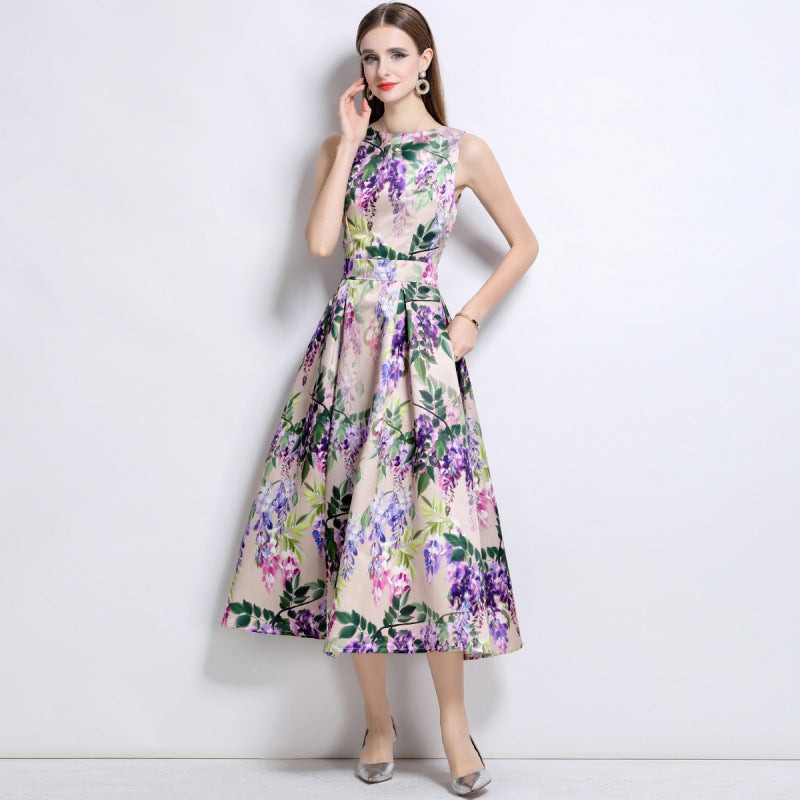 Women's Elegance Sleeveless Dress Summer High-grade Printed Dresses