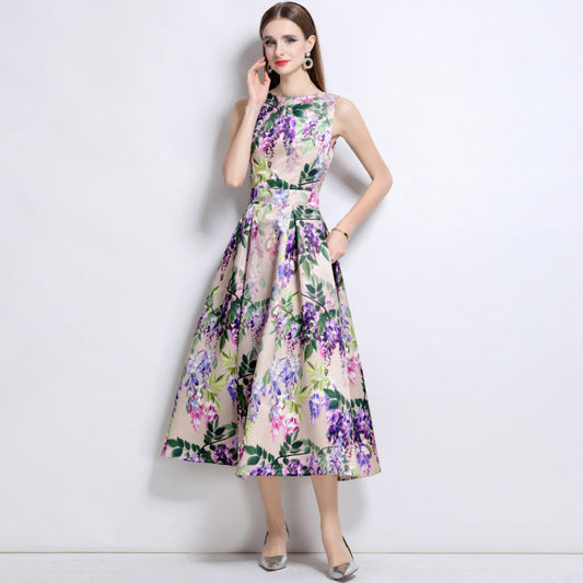 Women's Elegance Sleeveless Dress Summer High-grade Printed Dresses