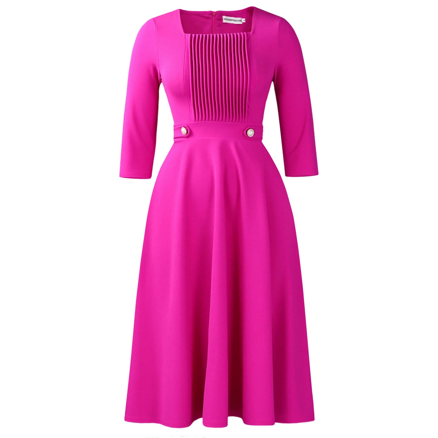 Women's Fashion Square Collar Solid Color Pleated High Plus Size