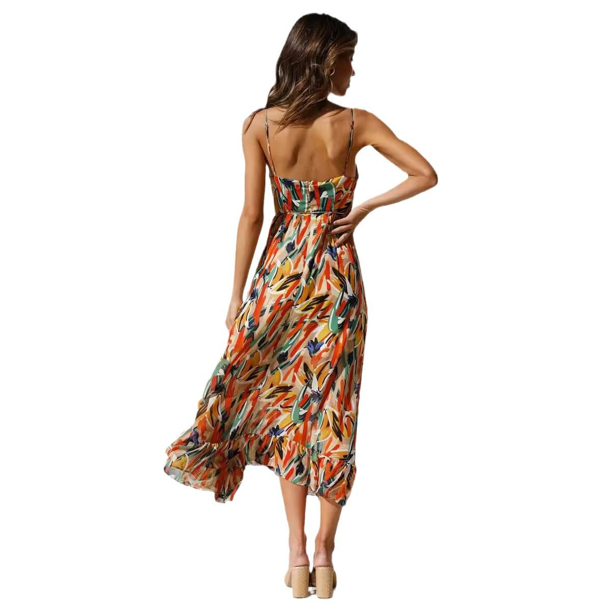Women's Summer Printed Ruffle Sleeveless Dress Dresses