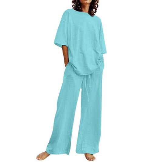 Women's Summer Casual Belt Pocket Half Sleeve Collar Suits