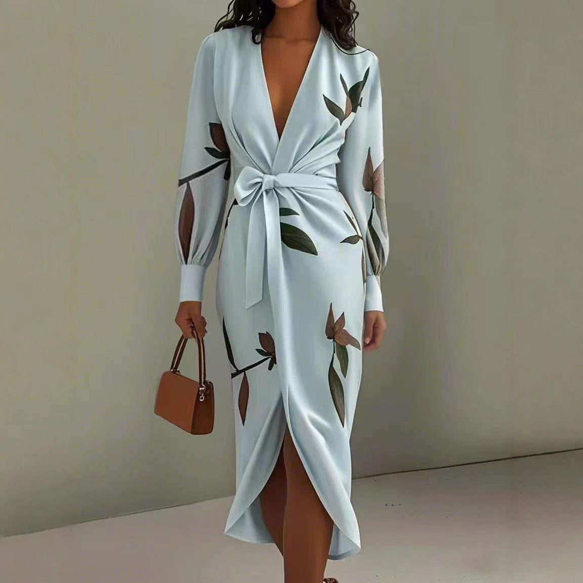 Beautiful Slouchy Women's Long Sleeve Printed Dress