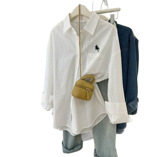Women's Casual Minimalist Long Sleeve Button Solid Blouses