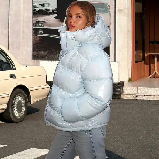 With Solid Color Hat Zipper Casual Coats