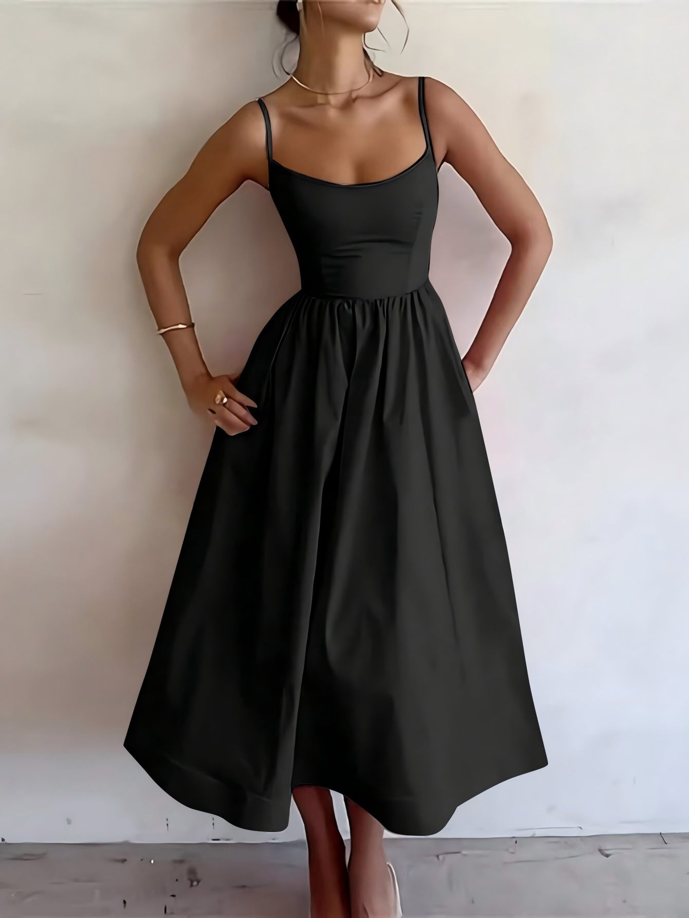 Women's Sling High Waist Slimming A- Line Temperament Vacation Dress