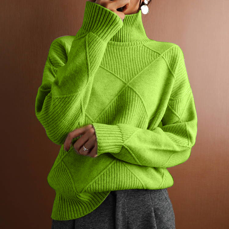 Women's Loose Temperament Commuter Solid Color Turtleneck Sweater