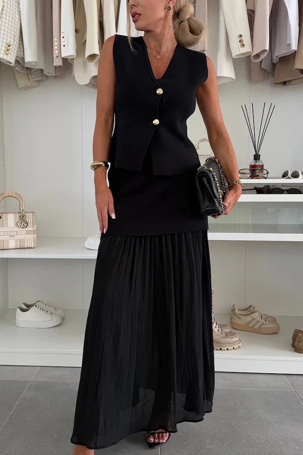 Women's Elegant Slim Knit Tulle Stitching Ruffle Suits