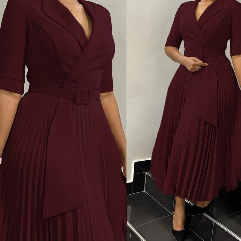 Women's Fashion Tailored Collar Pleat Waisted Africa Clothing
