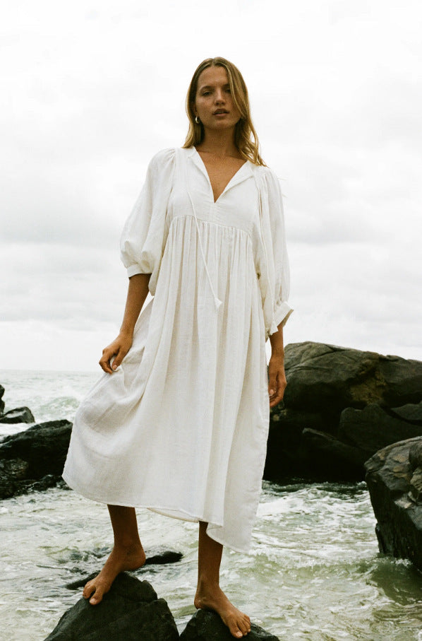 Women's Long Lantern Sleeve Casual Sweet Fresh Dresses