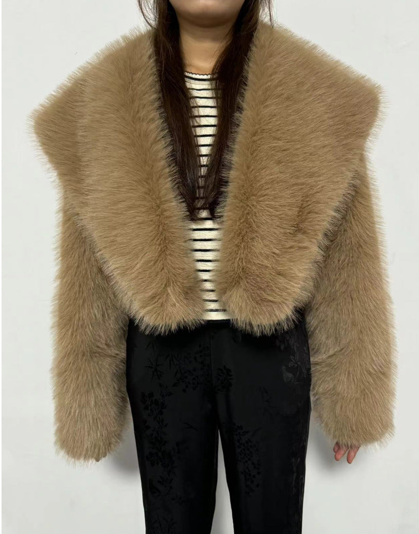 Women's Imitation Fur Fashionable Long Sleeve Coats