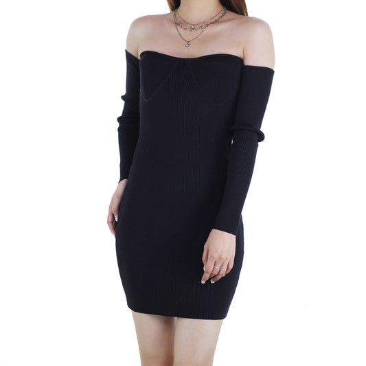 Women's Knitted Autumn Long-sleeved Sexy Hip Skirts
