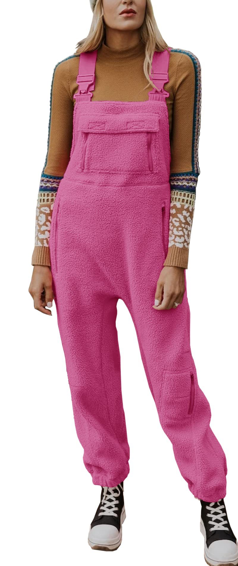 Women's Pocket Solid Color Lamb Wool Adjustable Suits
