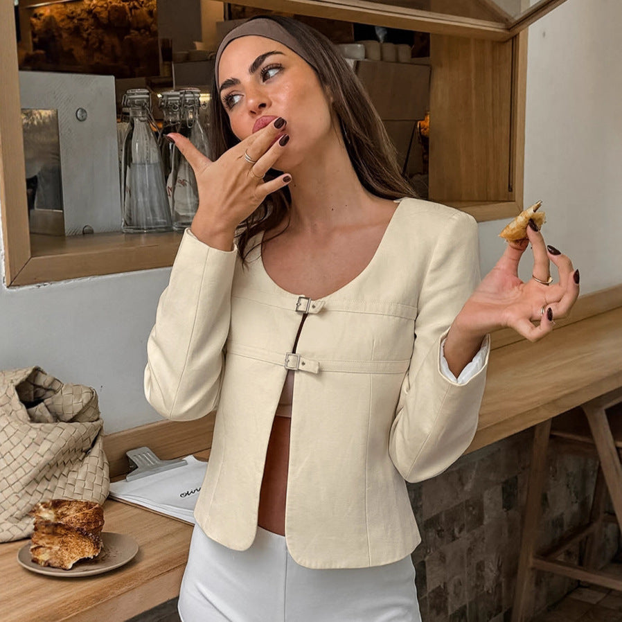 Women's Design Sense Collar Niche Temperament Fashion Casual Coats