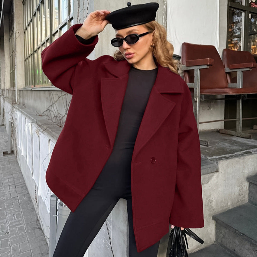 Women's Atmosphere Woolen High-grade Collar Long Sleeve Coats