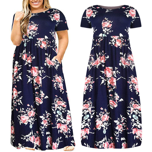 Women's Clothes Sleeve Round Neck Solid Color Dresses