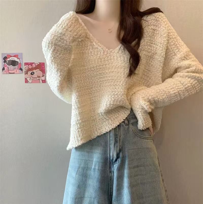 Women's Korean Coarse Wool Solid Color High-grade Loose-fitting Comfortable Sweater