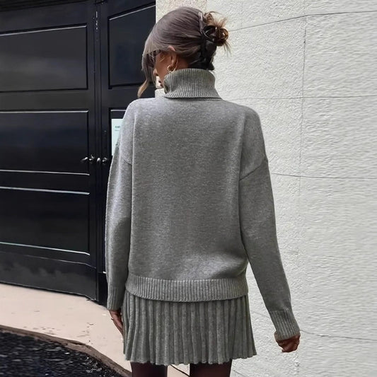 Women's Casual Set Turtleneck Knitting Long Sleeve Suits