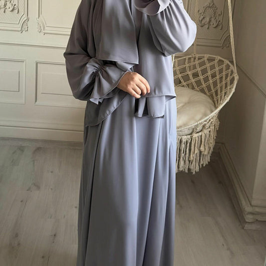 Turkey Solid Color Small Horn Sleeve Dresses