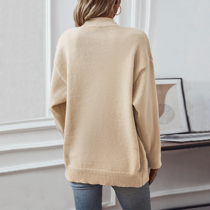 Pretty Women's Elegant Knitted Plain Single-breasted Sweaters