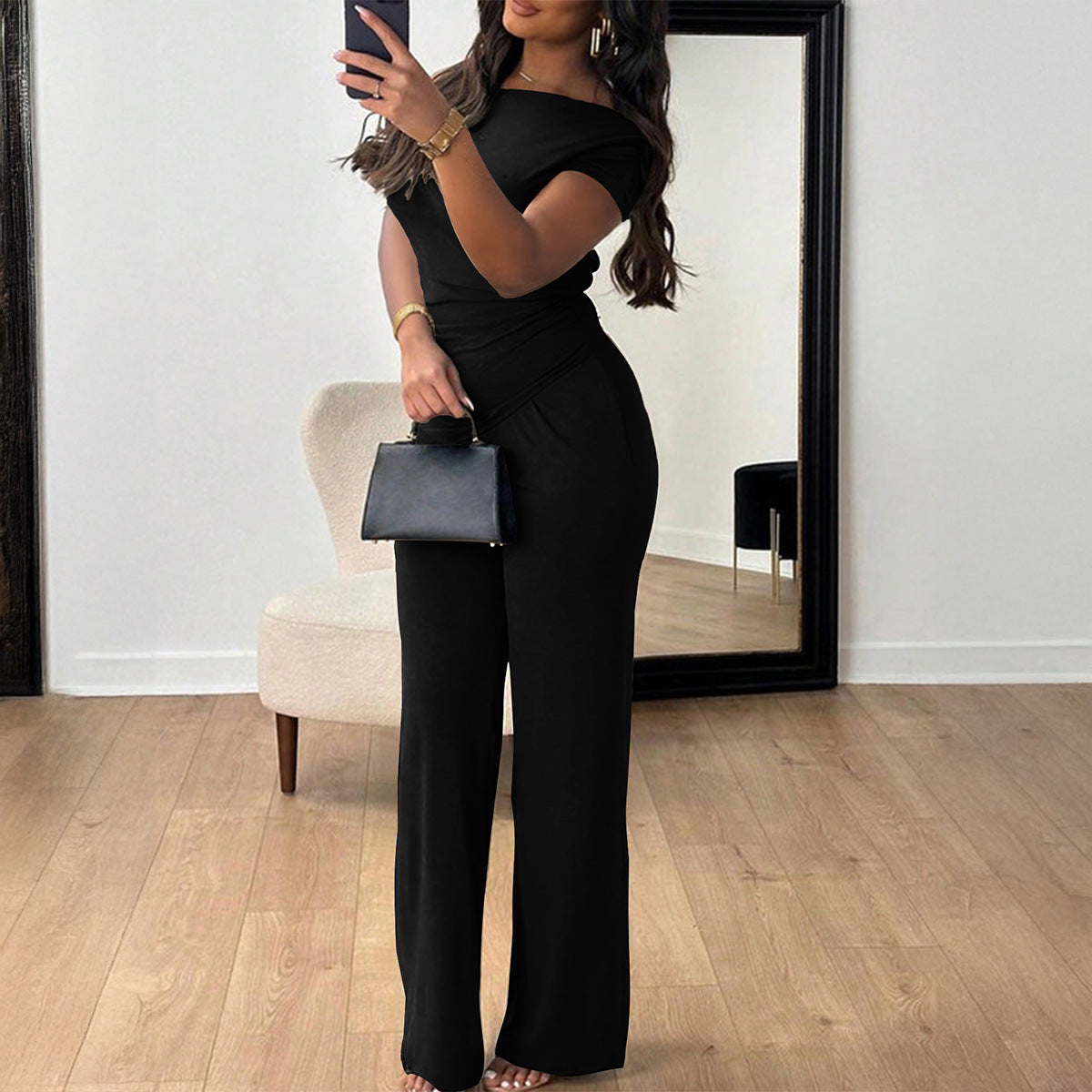 Women's Simple Elegant Summer Wind Sleeve Trousers Suits