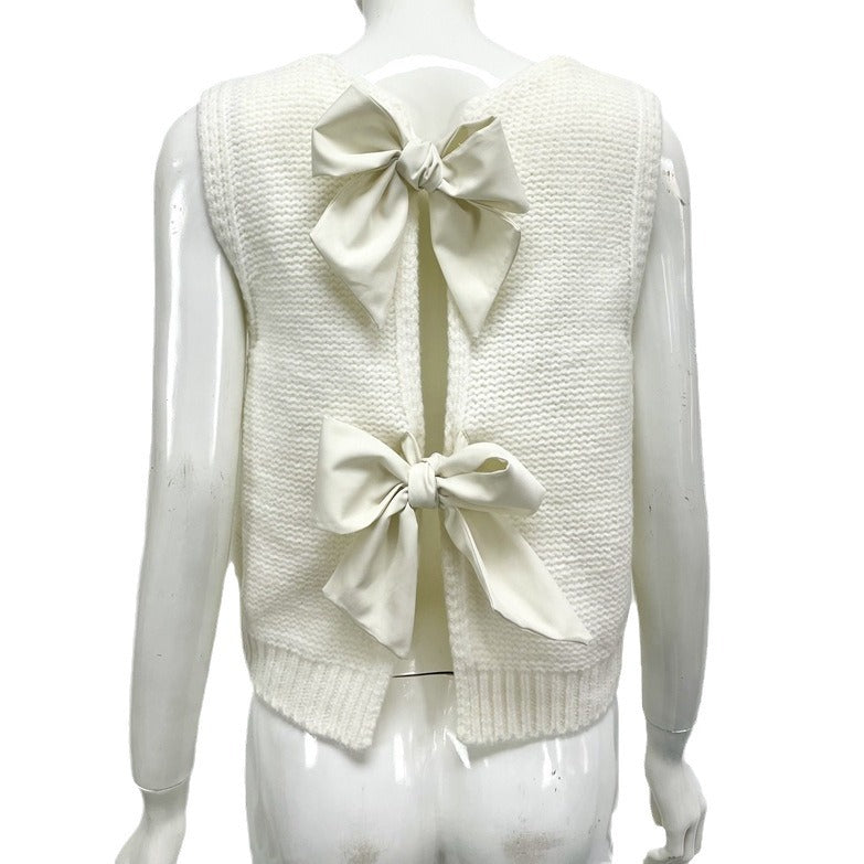 Popular Durable Women's Bow Button Waistcoat Women's Sweater