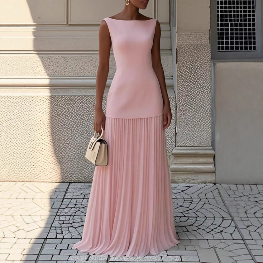 Women's Solid Color Sleeveless Knitted Sexy Slim Dresses