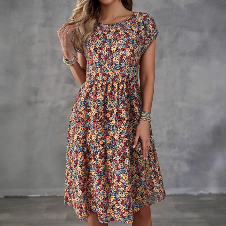 Waist Sleeve Round Neck Early Summer Dress
