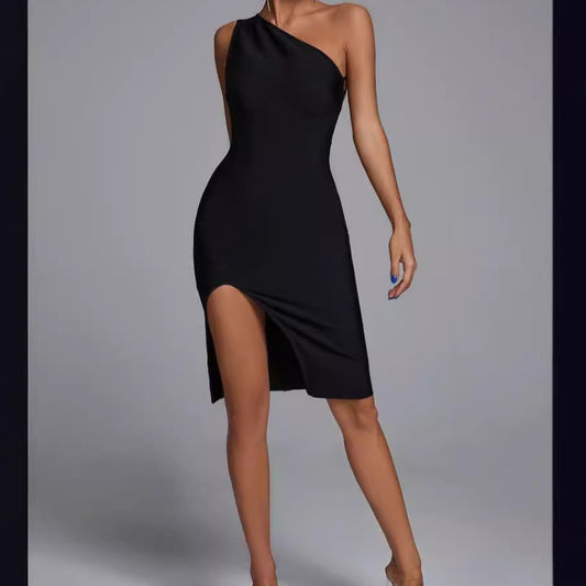 Beauty Back Line Oblique Shoulder Small Dresses