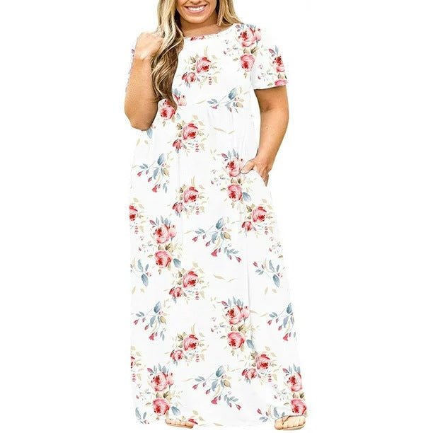 Women's Clothes Sleeve Round Neck Solid Color Dresses