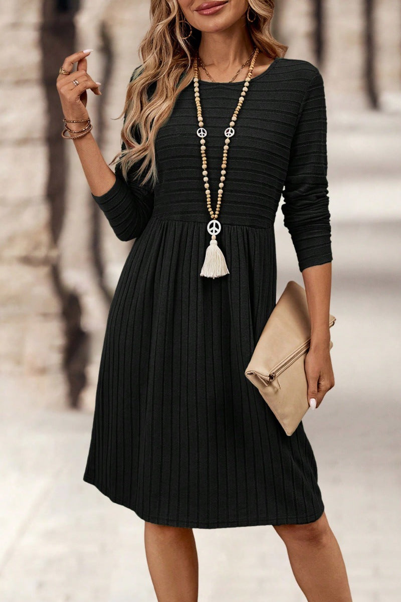 French Style Temperament Casual Round Neck Dress