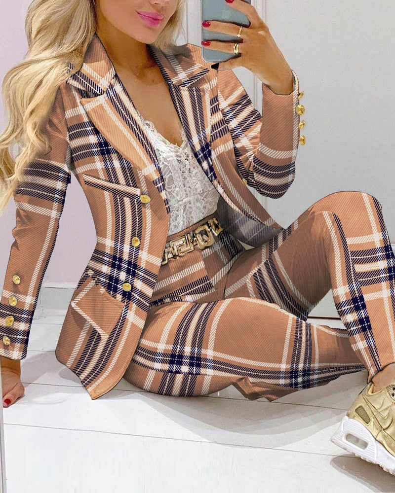 Fashion Printed Long Sleeve Casual Small Suits