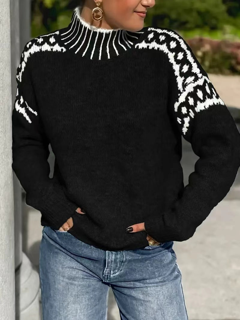 Women's Fashionable Casual Style Design Pattern Loose Women's Sweater