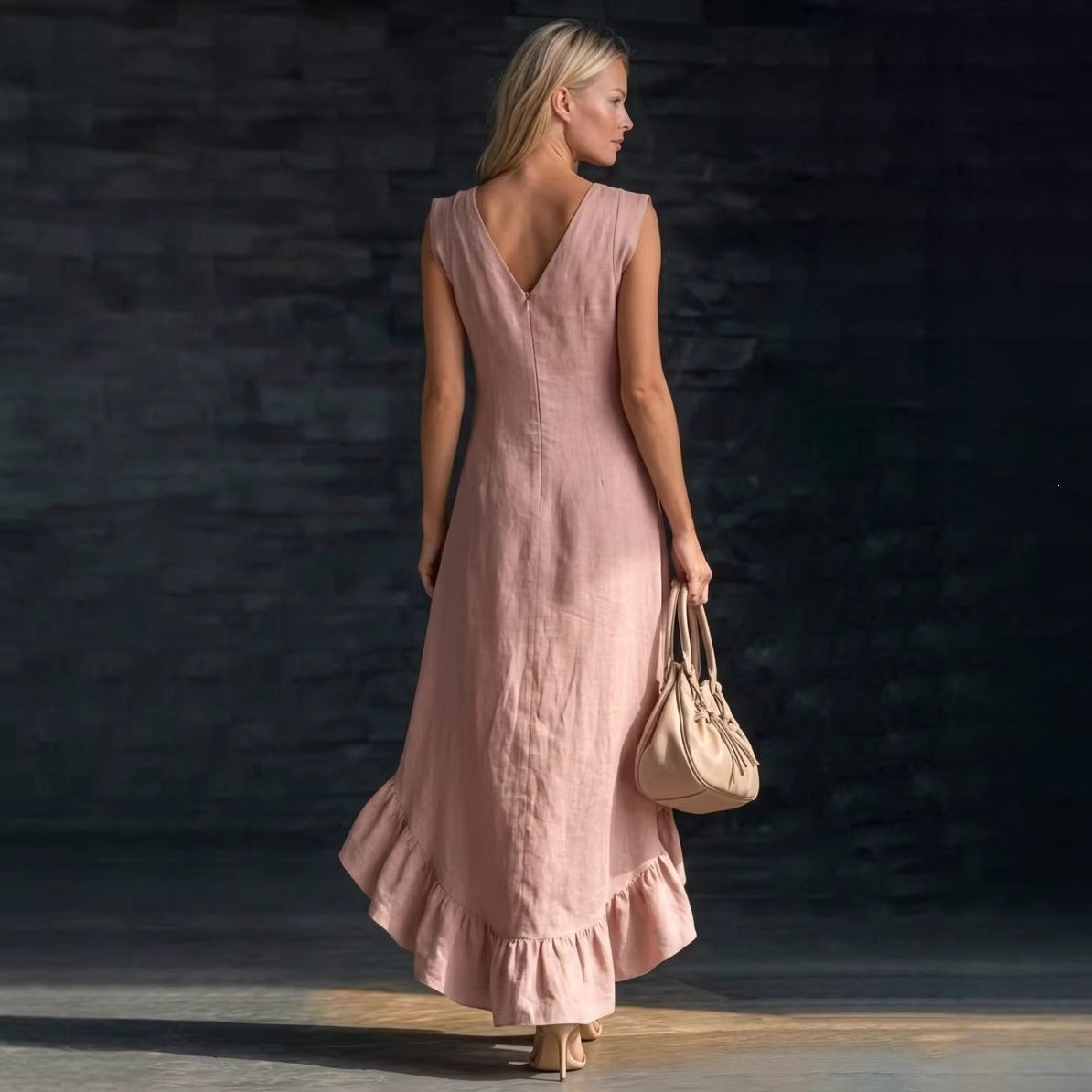 Fashion Romantic Sleeveless Flounce Hem Cotton Dress