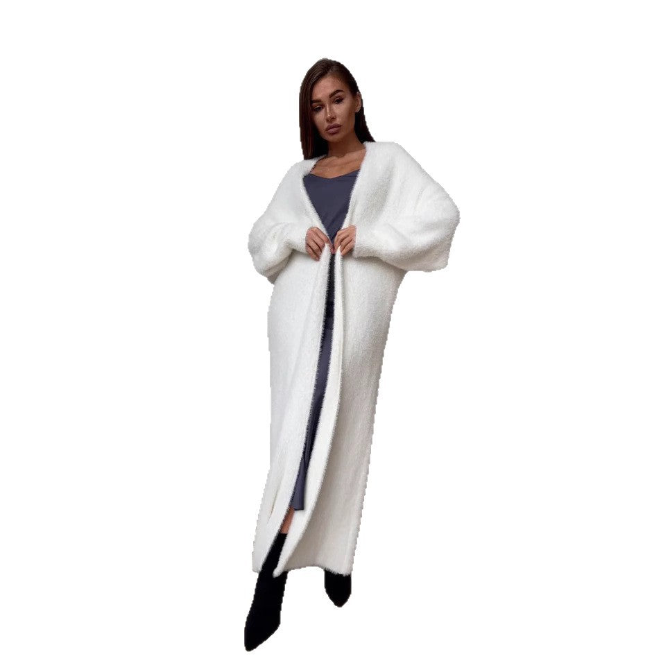 Women's Imitation Mink White Loose Plush Fluffy Women's Sweater