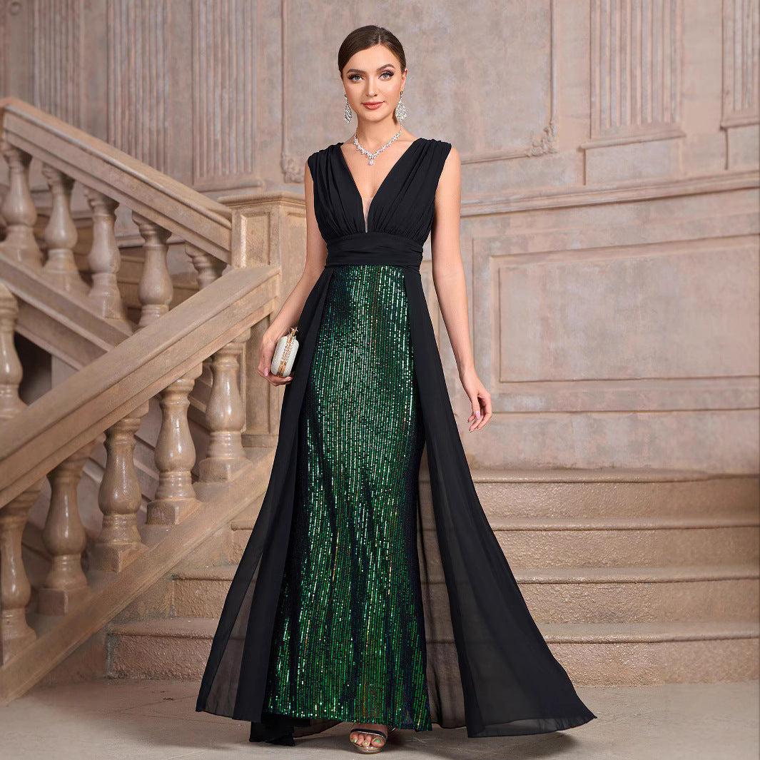 Women's Label Dress Sequined Sleeveless Banquet Party Dresses