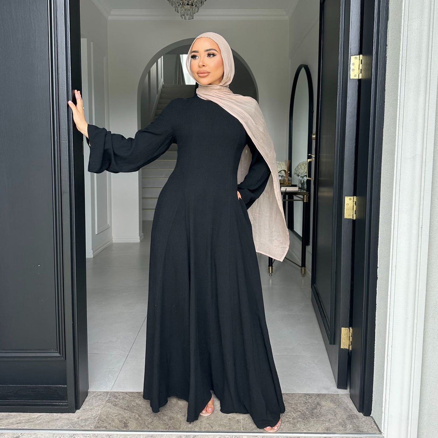 Turkey Solid Color Wide Hem Tied Dresses