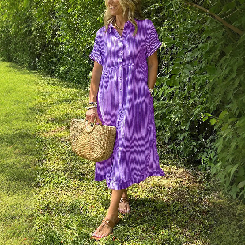 Women's Sleeve Shirt Summer Casual Cotton Linen Skirts
