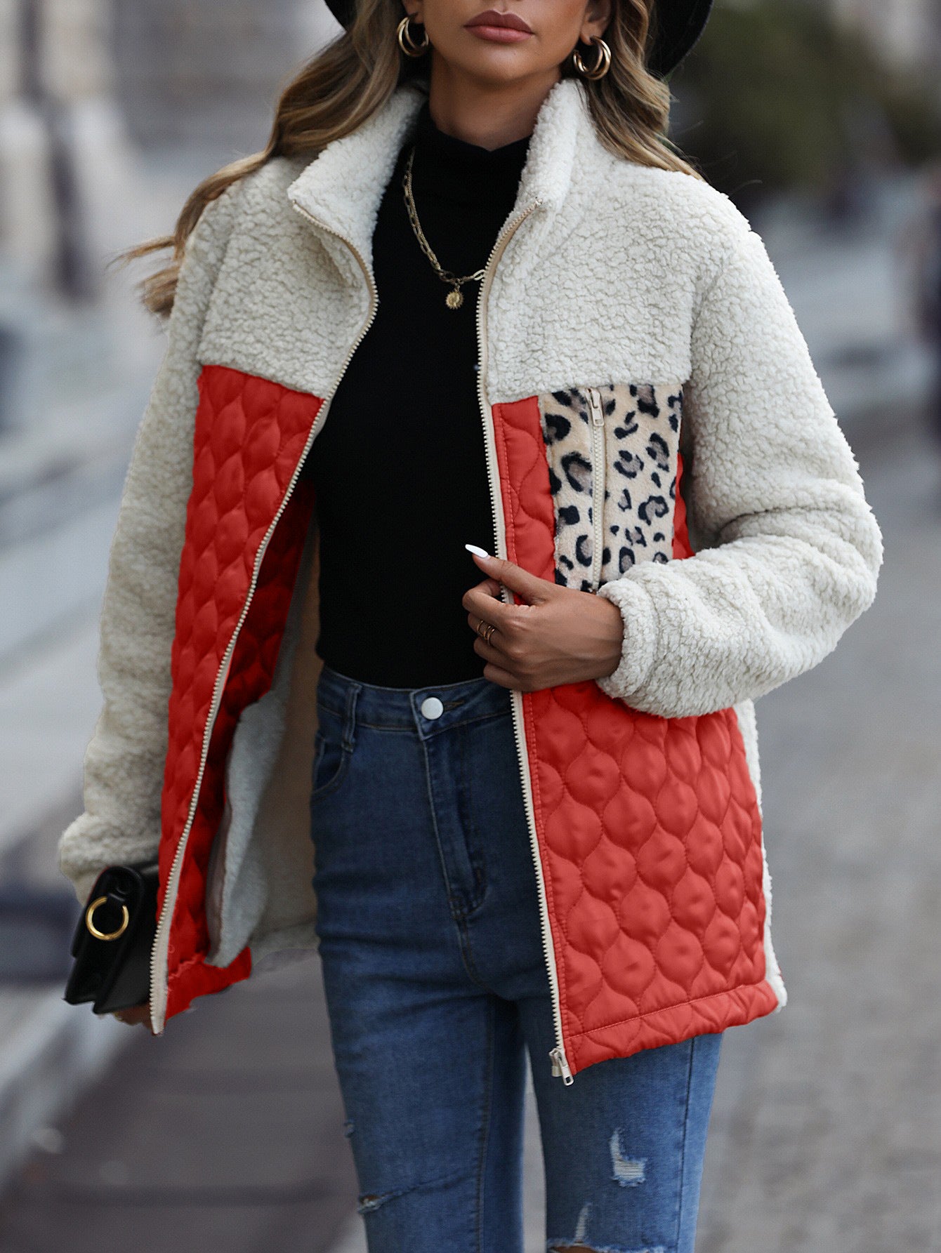 Women's Plush Long Sleeve Loose Round Neck Coats