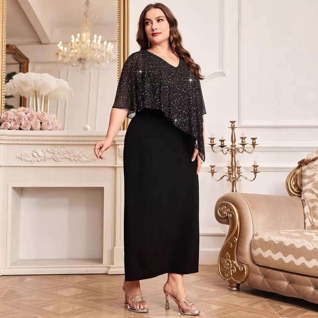 Women's Color Mesh Elegant Hip Slim Fit Slimming Dress