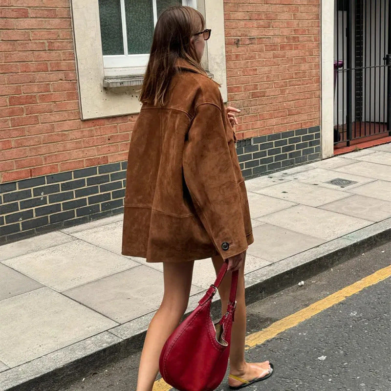 Women's Retro Lapels Long Sleeve Button Vintage Coats