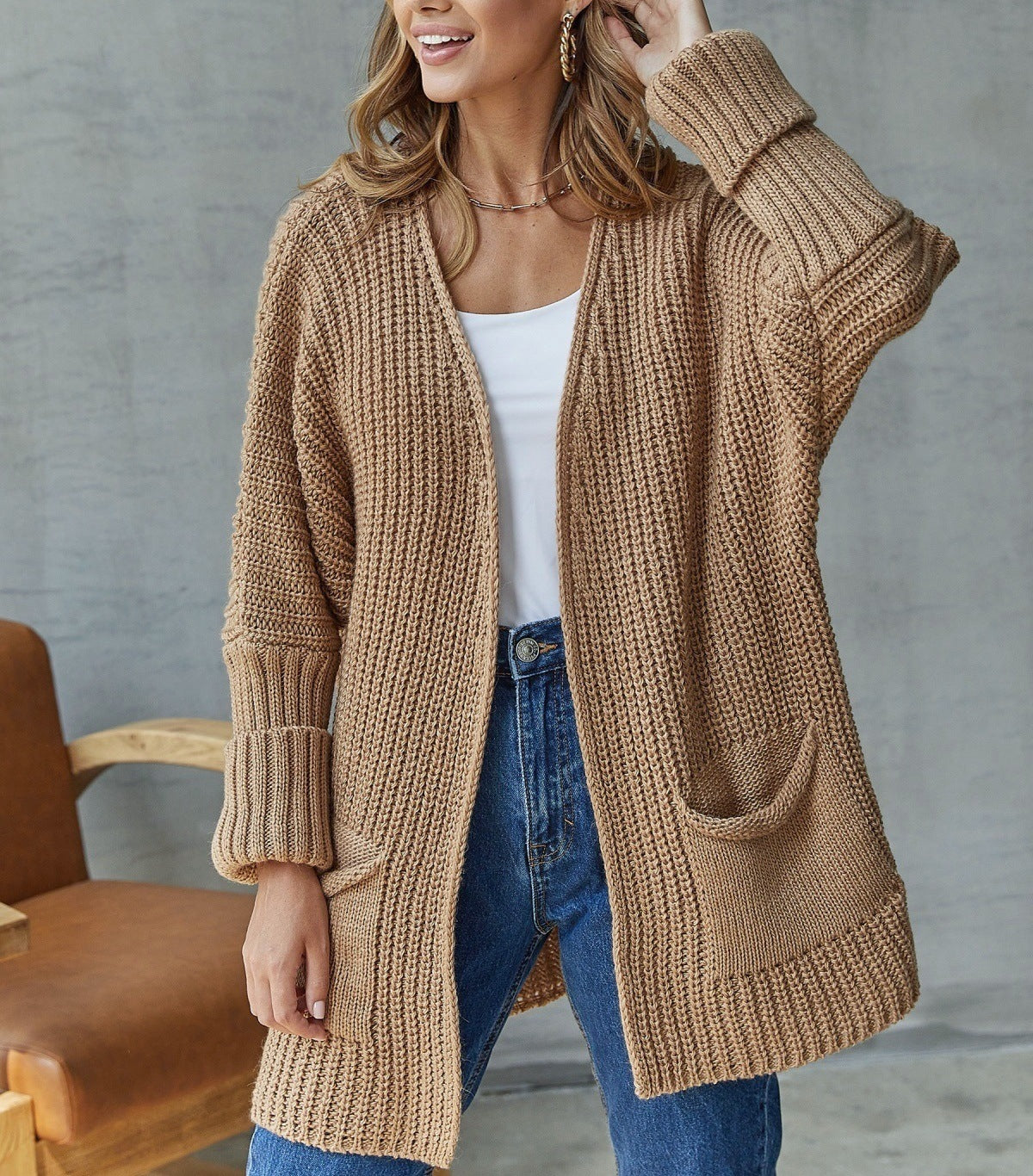 Women's Commute Style Loose Mid-length Casual Line Women's Sweater