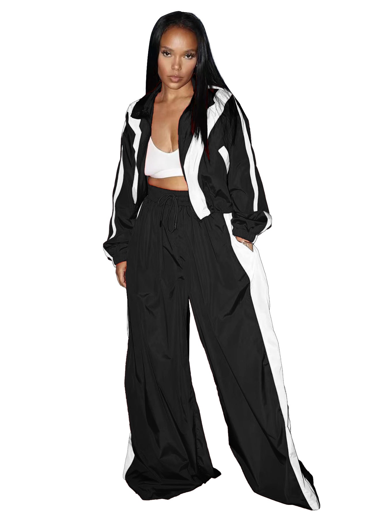 Women's Waist Stitching Contrast Color Oversized Super Fat Suits