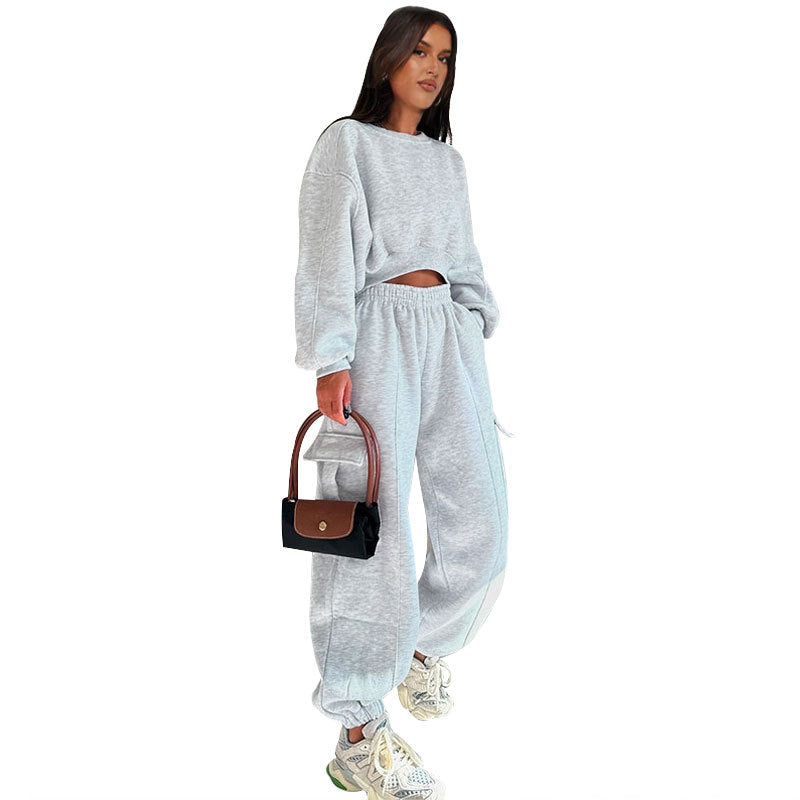 Women's Autumn High Waist Pocket Loose Suits