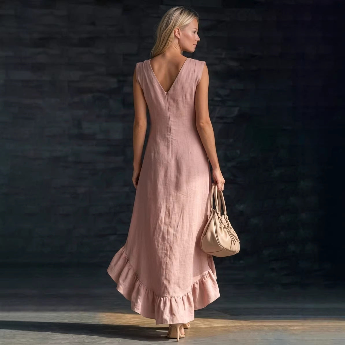 Women's Summer Sleeveless Flounce Vacation Style Slimming Dress